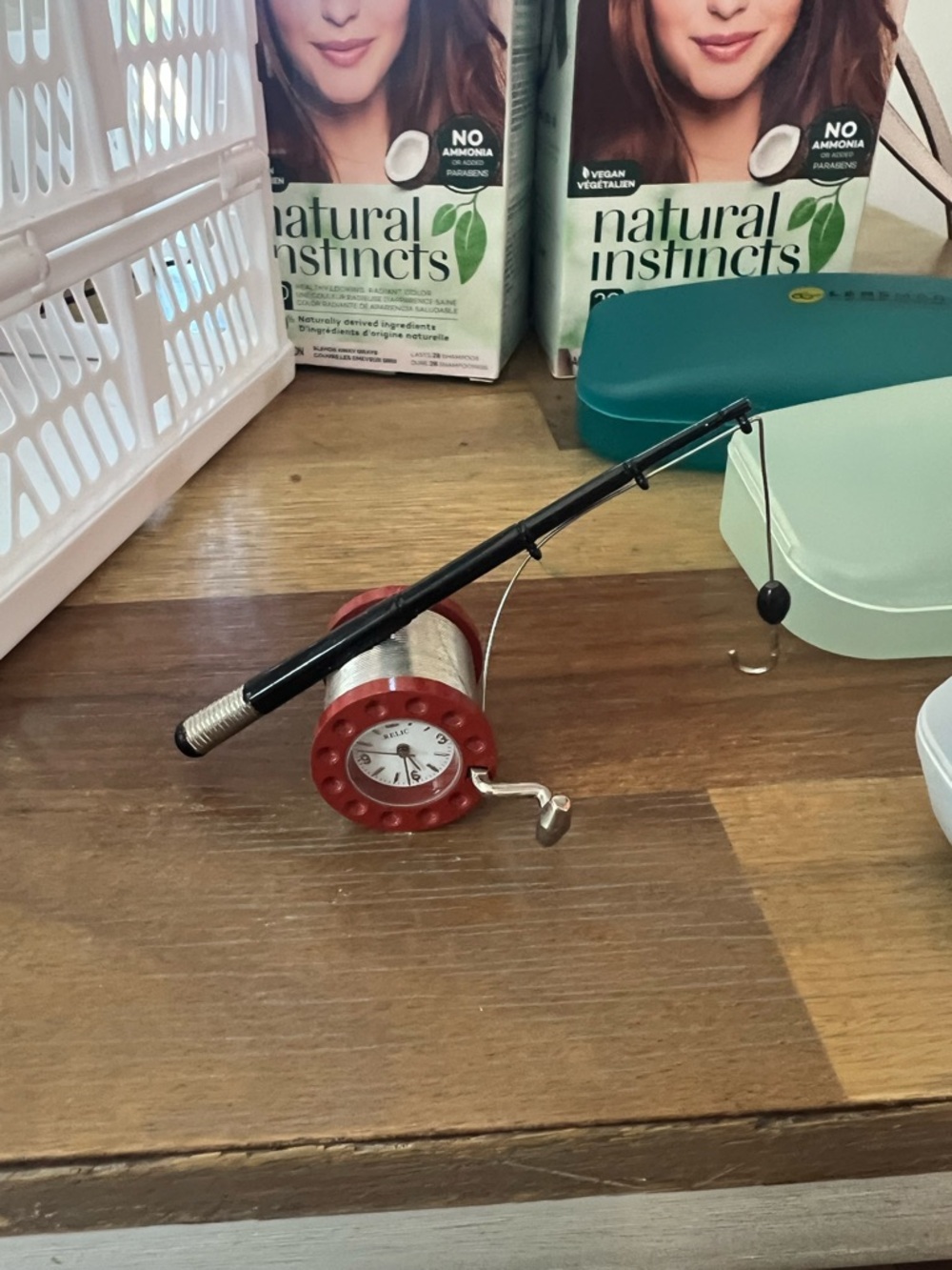 Red Fishing Reel Table Clock - Brand Unspecified